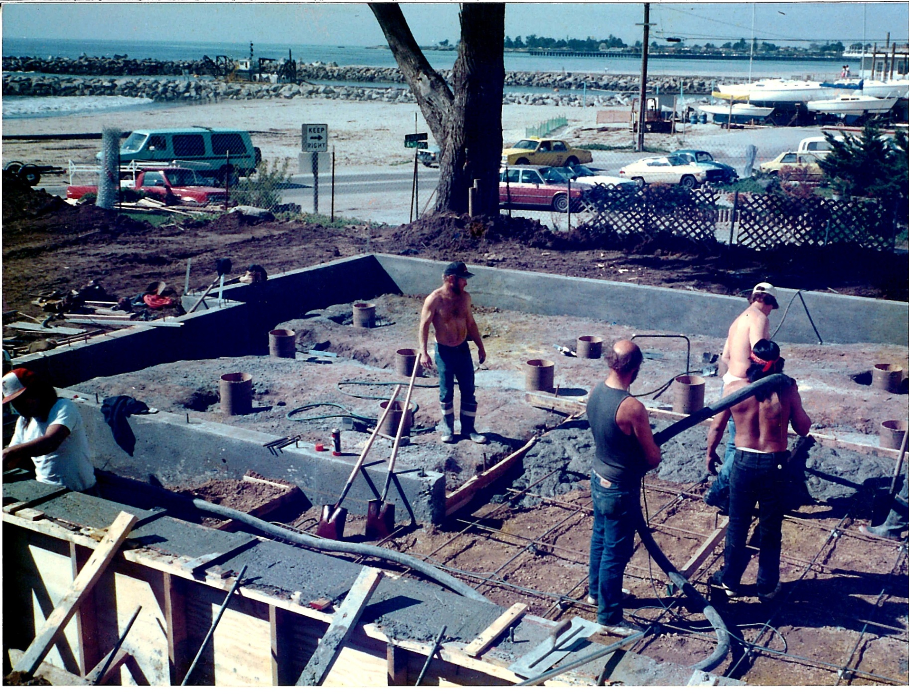 Foundation pour with harbor views at 2601 East Cliff Drive, Santa Cruz